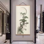 Toile murale arbre de pin style chinois – décoration zen imprimée pour salon, bureau ou couloir - Décoration intérieure