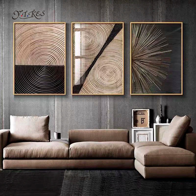 Triptyque abstrait nordique moderne – affiches murales légères pour décoration de salon, escalier ou fond de canapé - Décoration intérieure