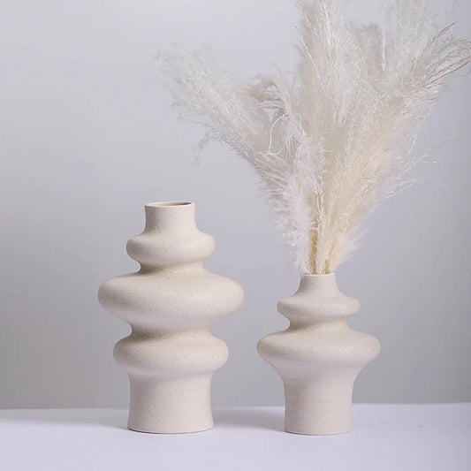 Vase blanc en céramique style Ins, déco ration spiralée - Décoration intérieure