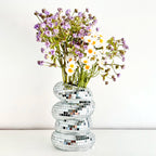 Vase boule disco en spirale miroir argenté - Décoration intérieure