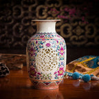 Vase creux en céramique artisanale au style chinois ancien - Décoration intérieure