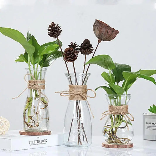 Vase cylindrique en verre épais avec brides circulaires - Décoration intérieure