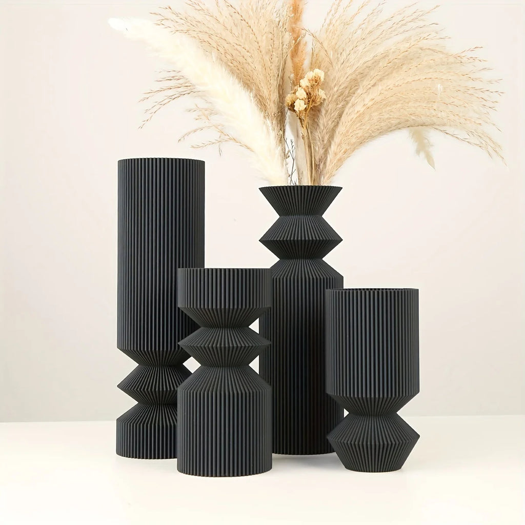 Vase décoratif nordique noir en plastique au design simple et élégant pour la maison - Décoration intérieure