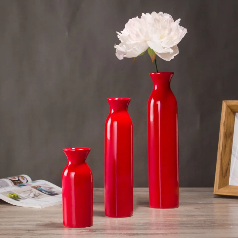 Vase en céramique rouge et vase bleu à finition brillante - Décoration intérieure