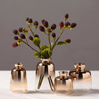 Vase en verre doré transparent