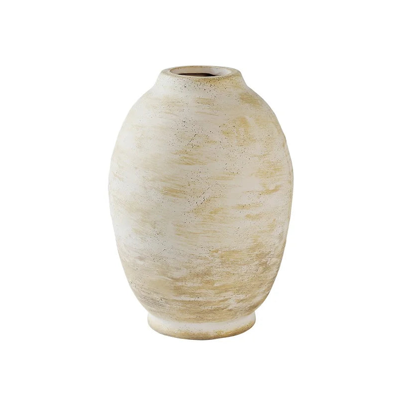 Vase rétro en céramique artisanale, aux teintes douces et patinées - Décoration intérieure