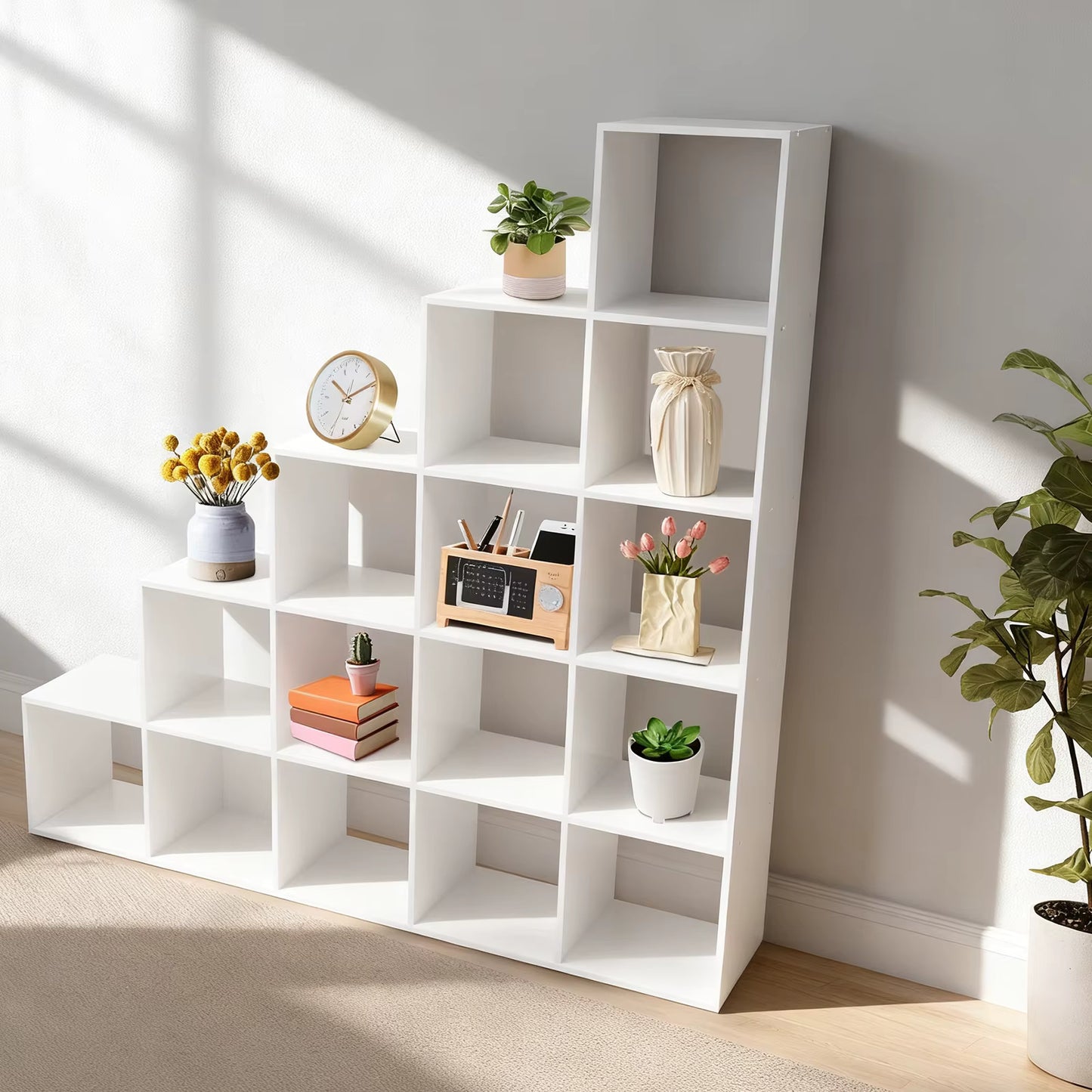 Bibliothèque d'angle en forme de L