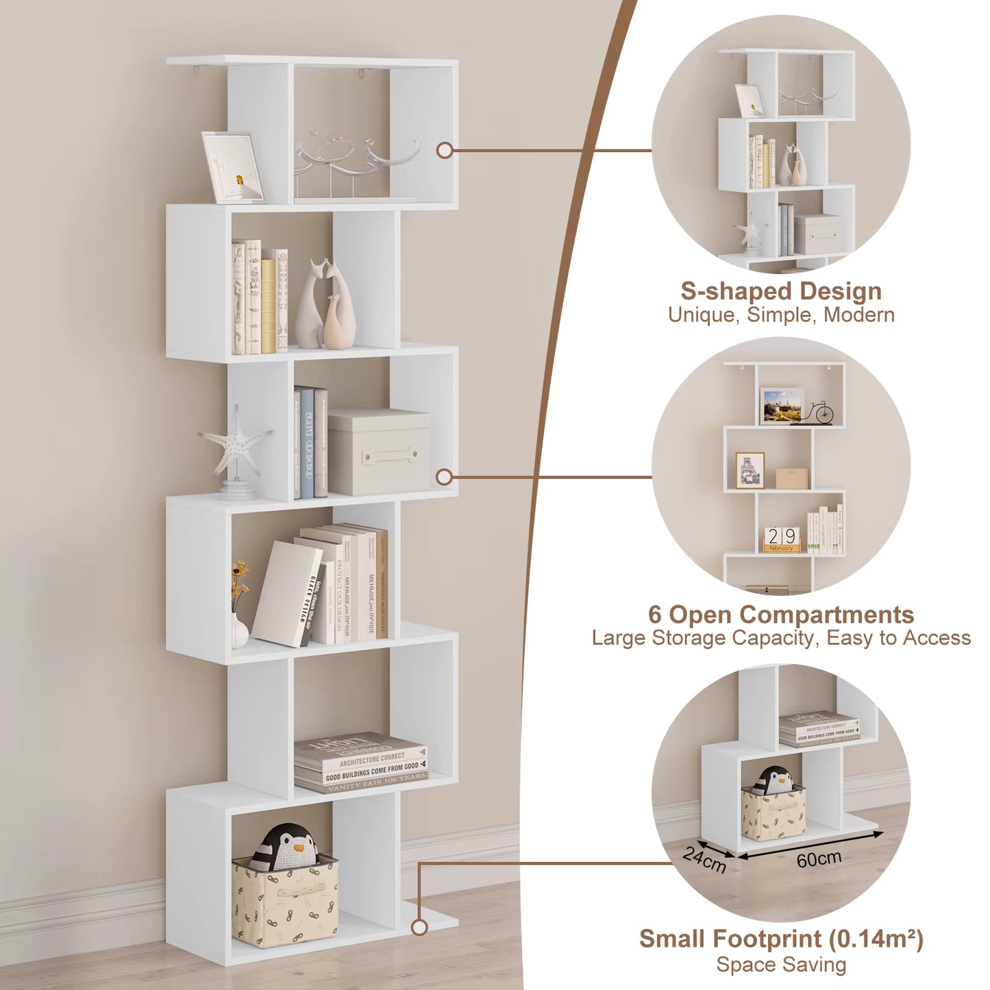 Bibliothèque en forme de S - 6 niveaux