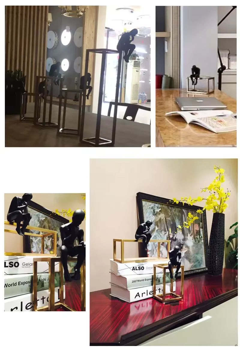 Figurine de Penseur en Métal noir