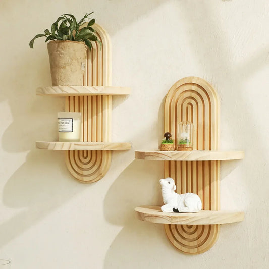 Étagère murale en bois style Boho pour salon et salle de bain. Décoration intérieure